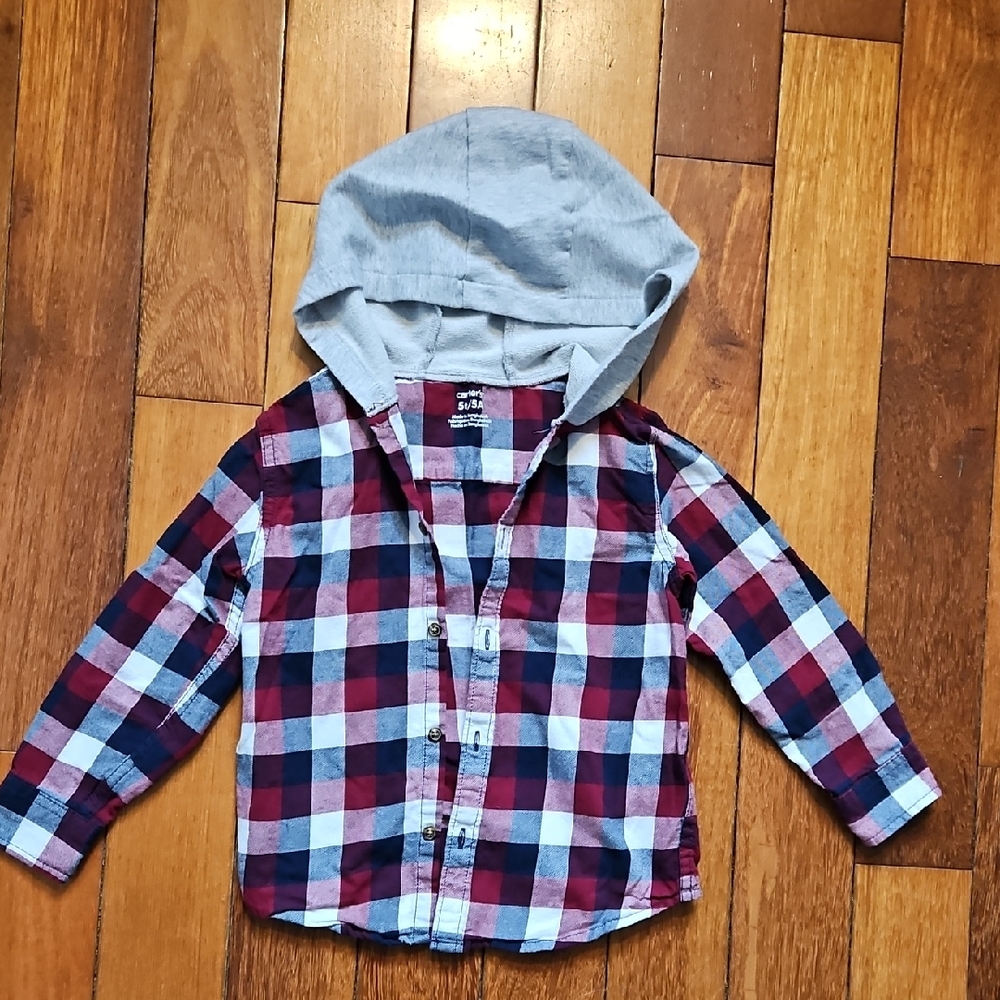 Carter's Checkered Shirt with Gray Hood